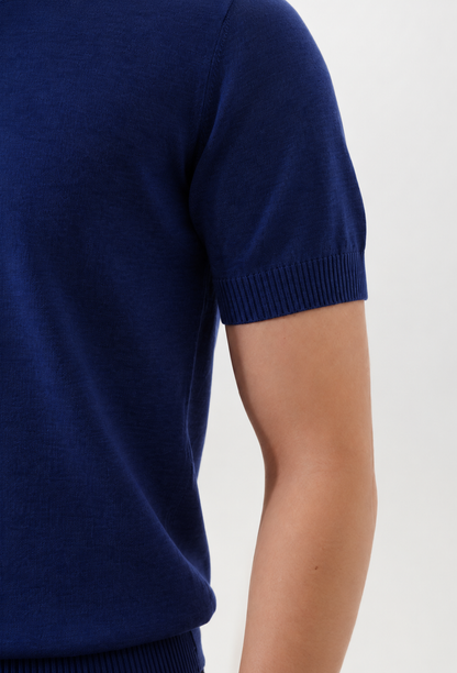 Men's Cotton Cashmere Knit T-Shirt — Ink Blue / M24S01