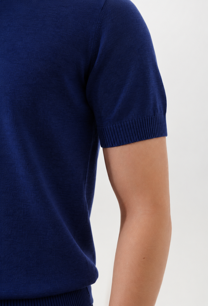 Men's Cotton Cashmere Knit T-Shirt — Ink Blue / M24S01