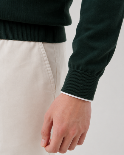 Men's Cotton Cashmere Quarter-Zip Sweater — Forest Green / M26S28