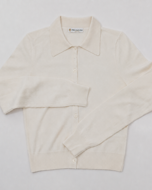 Men's Cotton Cashmere Knit Cardigan — Ivory / M26S79