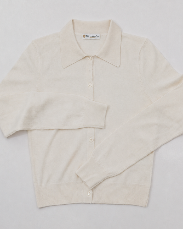 Men's Cotton Cashmere Knit Cardigan — Ivory / M26S79