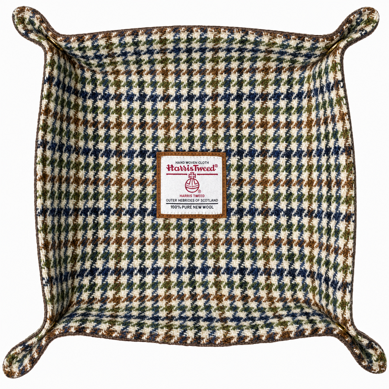 Harris Tweed Valet Tray — Olive & Navy Houndstooth / CPXG01-613